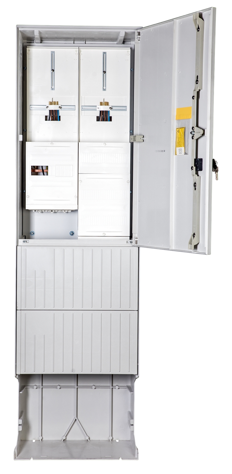 1St. F-Tronic ZSA202-2-2ZK-HO-APZ Zähleranschlusssäule 2-feldrig, H=2010mm, 2-3.HZ, ohne Haube, ZSA202-2-2ZK-HO-APZ 7160106