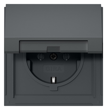 1St. Gira 445467 Steckdose 16A 250V mit Klappdeckel TX_44, Anthrazit