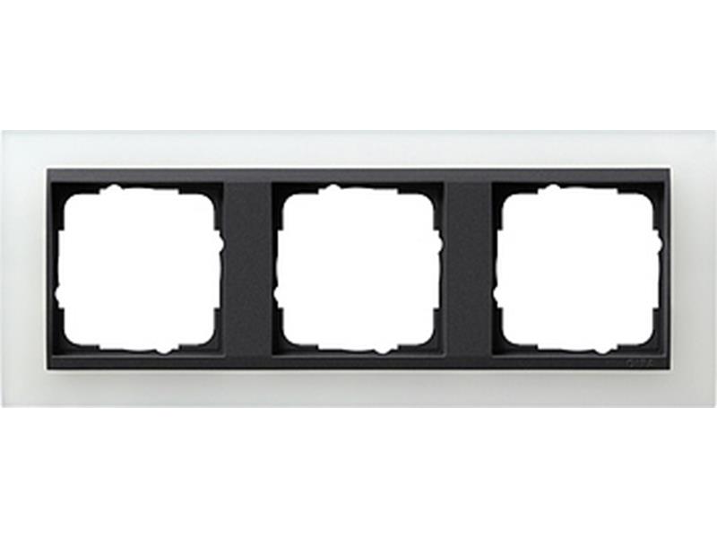 1St. Gira 021324 Rahmen 3fach für Anthrazit Gira Event Opak Weiß
