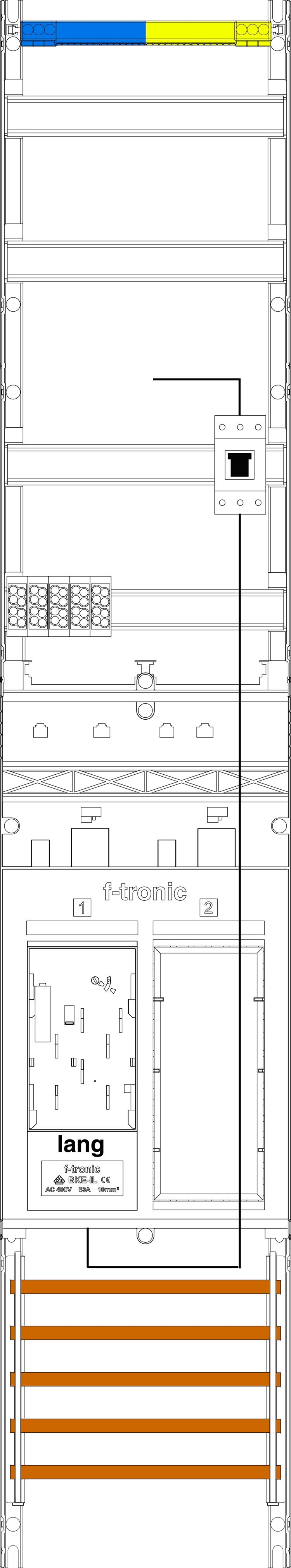 1St. F-Tronic ER9L-PV Zählerfeld ER9L-PV, 1-feldrig, H=1350mm, 1-eHZ, Kaskade, 1 HSP, 1 Res. 7143022