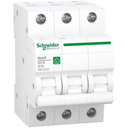 1St. Schneider Electric R9F23316 Leitungsschutzschalter Resi9 3P, 16A, B Charakteristik, 6kA