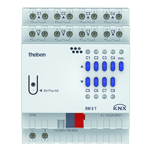 1St. Theben 4940200 RM 8 T KNX, KNX Schalt-/Jalousieaktor 4/8-fach 1St. Theben 4940200 RM 8 T KNX, KNX Schalt-/Jalousieaktor 4/8-fach