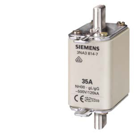 3St. Siemens 3NA3820-7 NH-Sicherungseinsatz, NH00, In: 50 A, gG 3St. Siemens 3NA3814-7 NH-Sicherungseinsatz, NH00, In: 35 A, gG