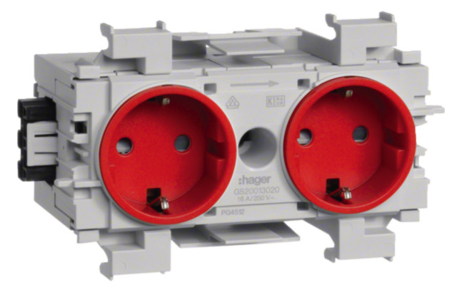 1St. Hager GS20013020 Steckdose 2-fach Frontrast. rot