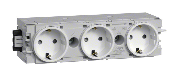 1St. Hager GS30009016 Steckdose 3-fach C-Profil vw