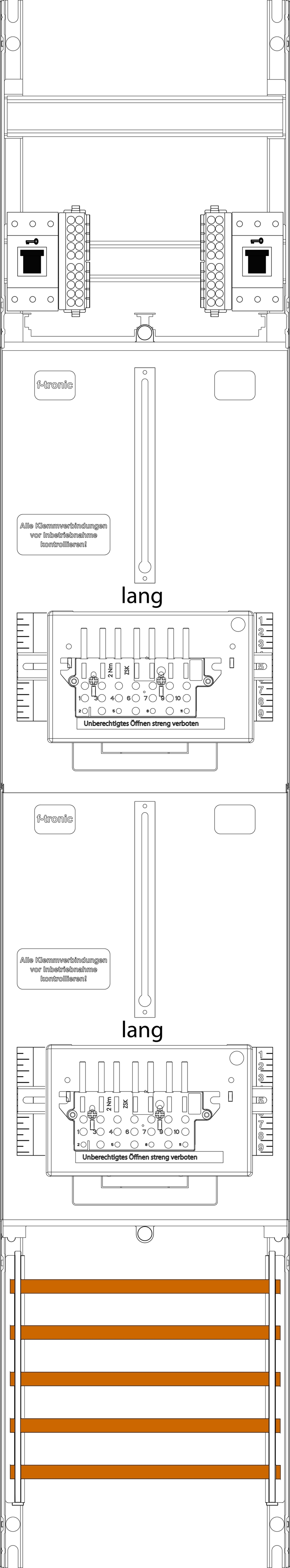 1St. F-Tronic Z16L-ZSK-HSS Zählerfeld Z16L-ZSK-HSS, 1-feldrig, H=1350mm, 2-3.HZ l., Kabel, 2 ZSK-Set, 2 HSS 7143557
