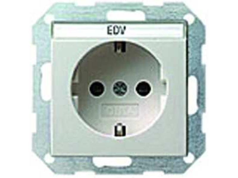 1St. Gira 045703 Schuko Steckdose mit Beschriftungsfeld System 55 Reinweiß glänzend
