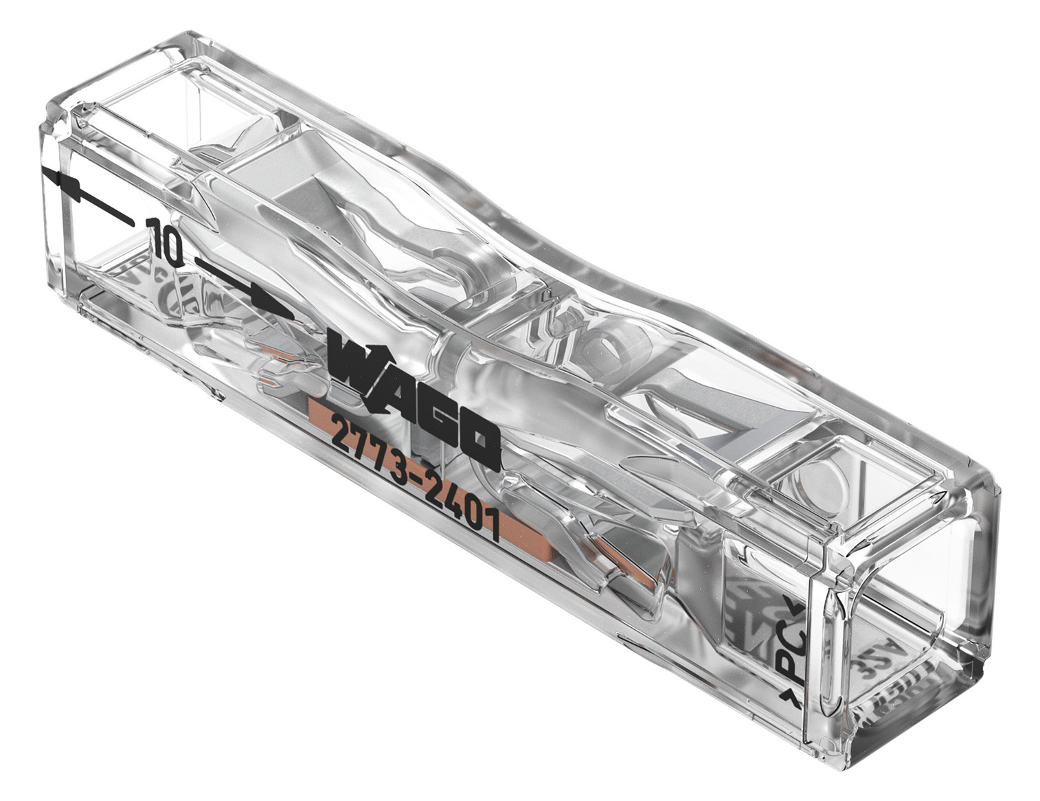 100St. Wago Durchgangsverbinder zum 2773-2401 Stecken max. 4qmm 2Leiter transparent