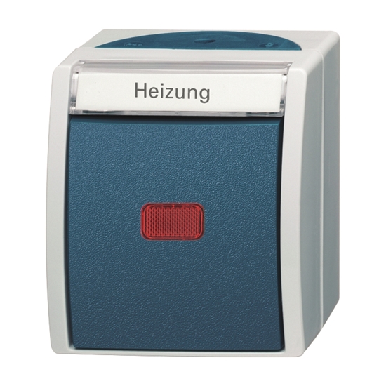1St. Busch-Jaeger 2601/2 SKWNH-53 Wippkontrollschalter/Heizungsschalter, Ausschaltung, 2-polig ocean (IP 44) grau/blaugr