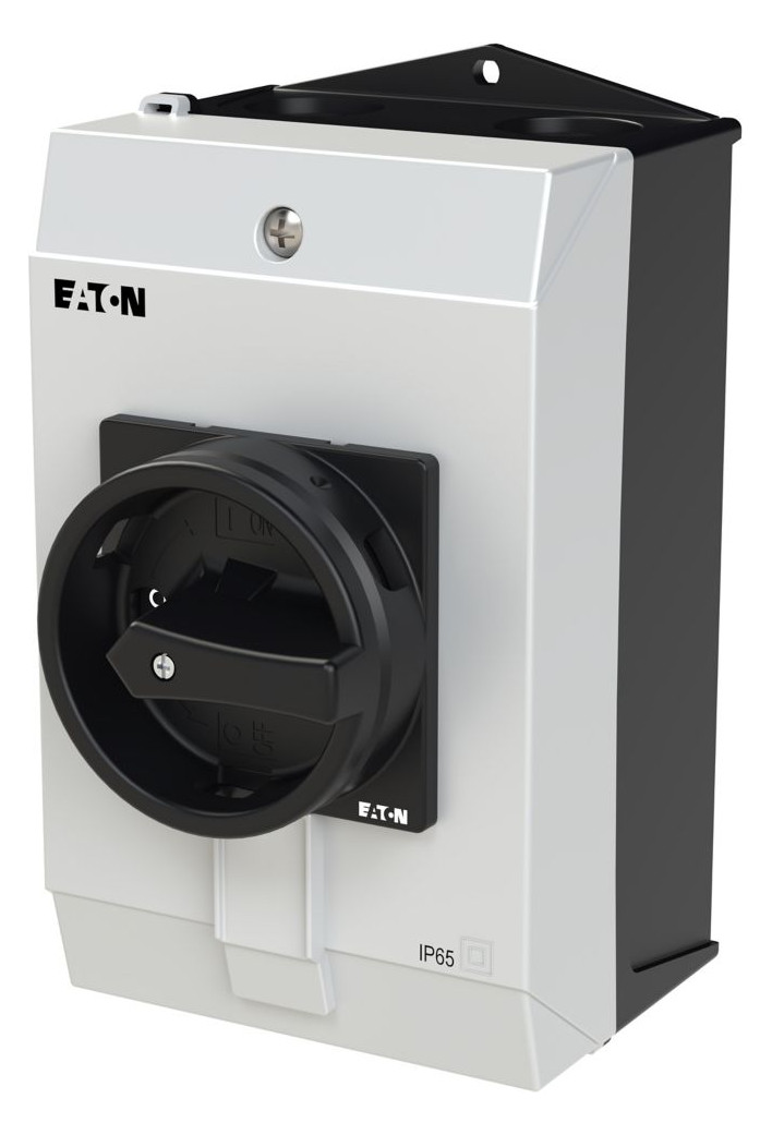 1St. Eaton 207315 Hauptschalter, P1, 32 A, Aufbau, 3-polig, HALT-Funktion, mit schwarzem Drehgriff und Sperrkranz, abschließbar in 0-Stellung P1-32/I2/SVB-SW