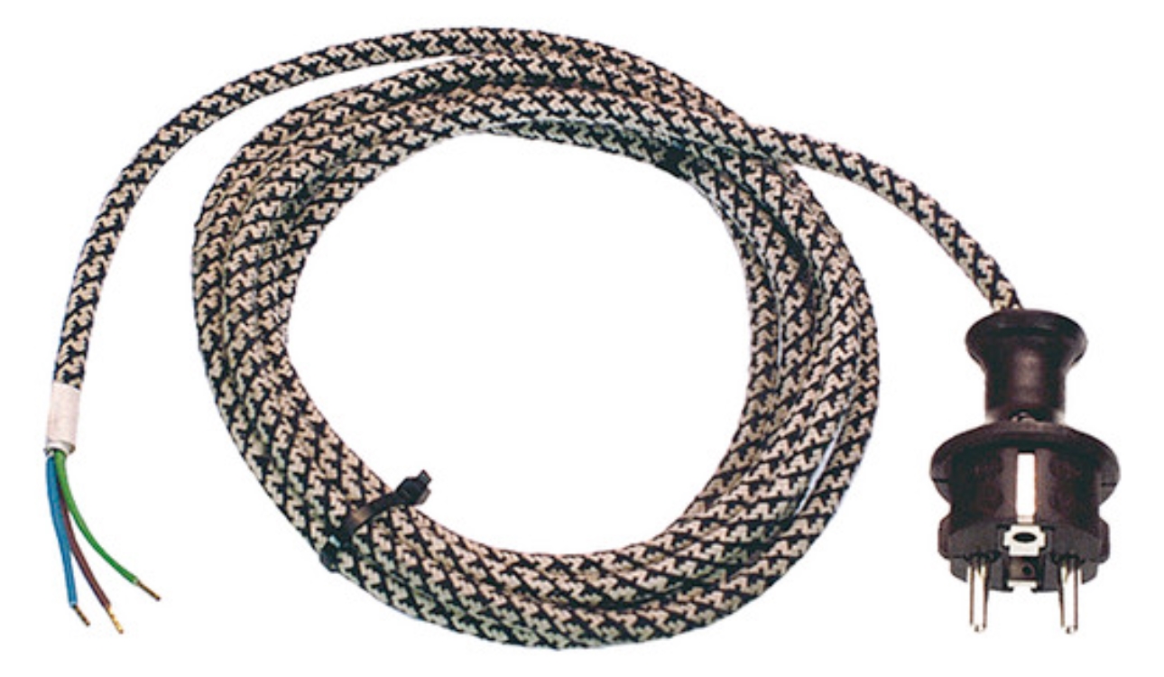 1St. Bachmann 313.176 Zuleitung H03RT-H 3G1,0mm² 3,0m grau/weiß Bügeleisenkabel