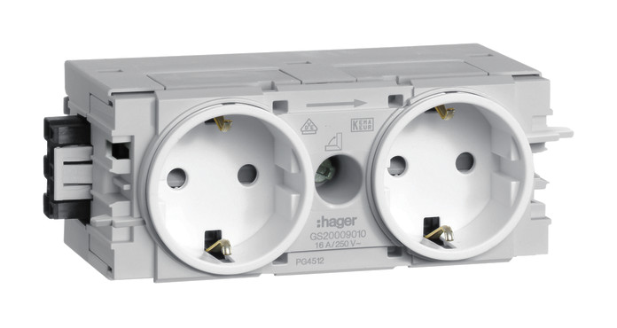 1St. Hager GS20009016 Steckdose 2-fach C-Profil vw