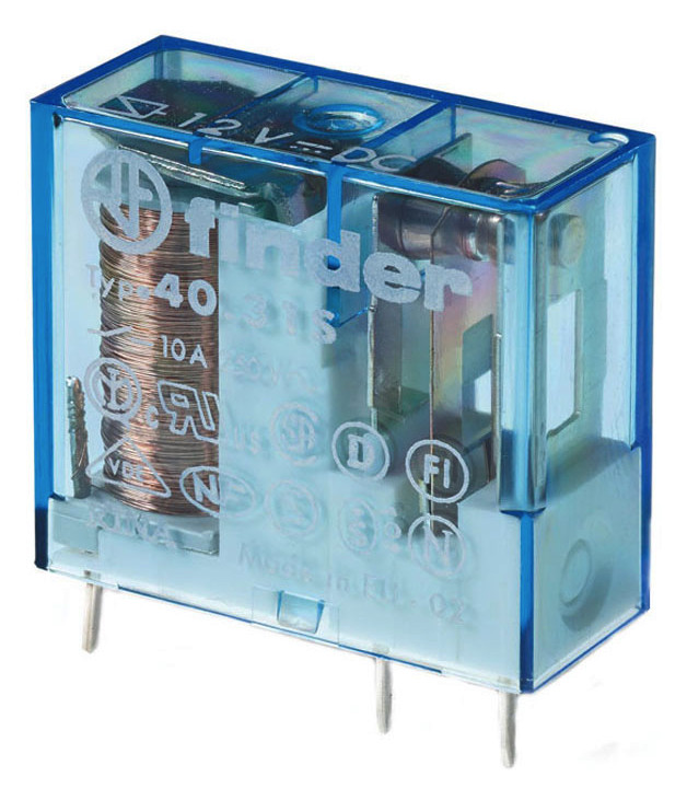 1St. Finder 403170240000 Relais mit Steck- und Printanschlüssen, 1 Wechsler 10 A, Spule 24 V DC sensitiv 40.31.7.024.000