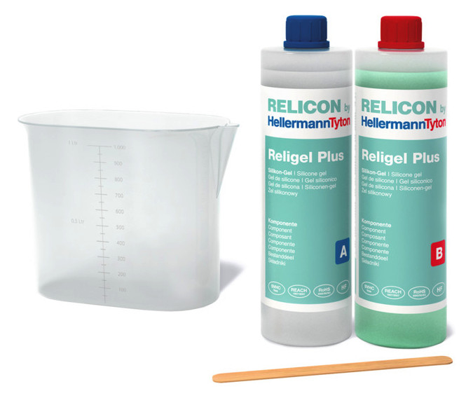 1St. HELLERMANN 2-Komponenten Silikongel  Plus 1.000-SIG-CL/GN(1000)