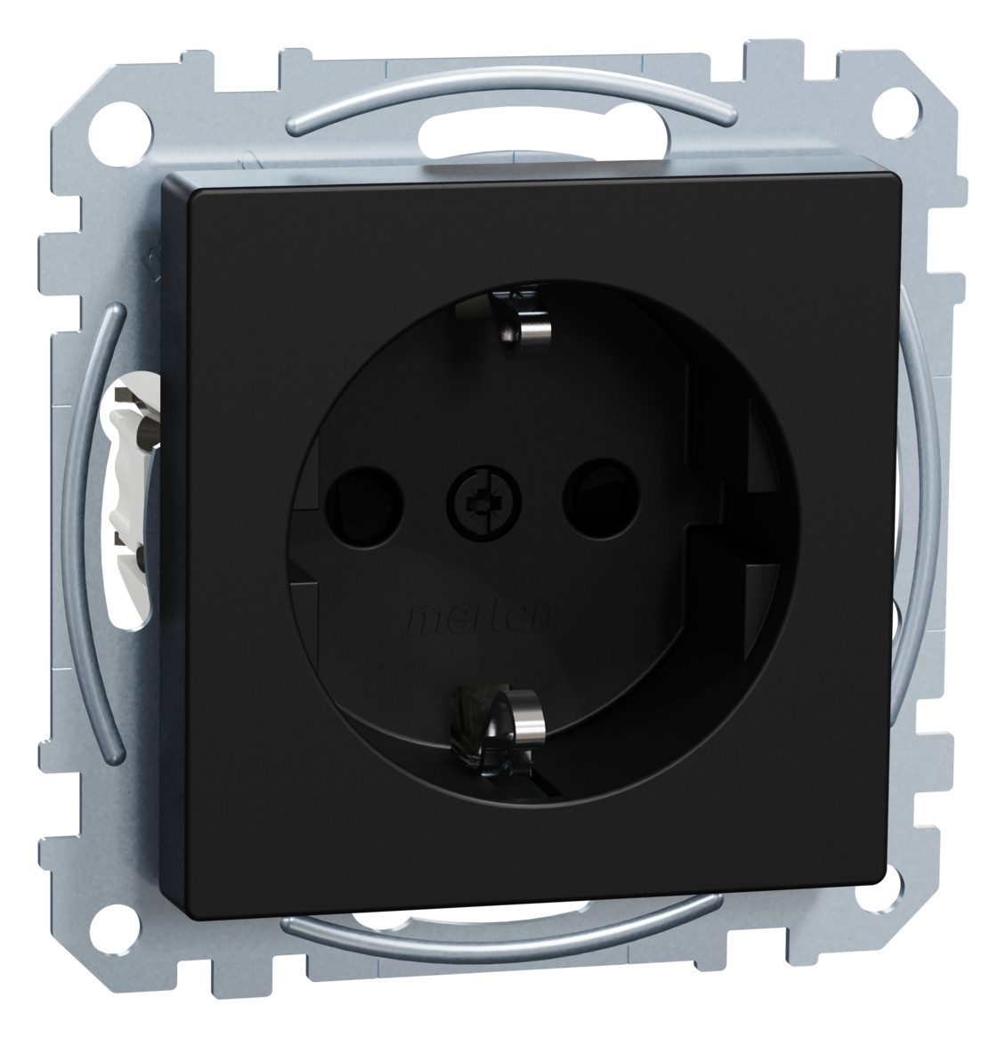 1St. Merten MEG2300-0403 Steckdose, erhöhter Berührungsschutz, Steckklemmen, schwarz matt, System M Ocean Plastic