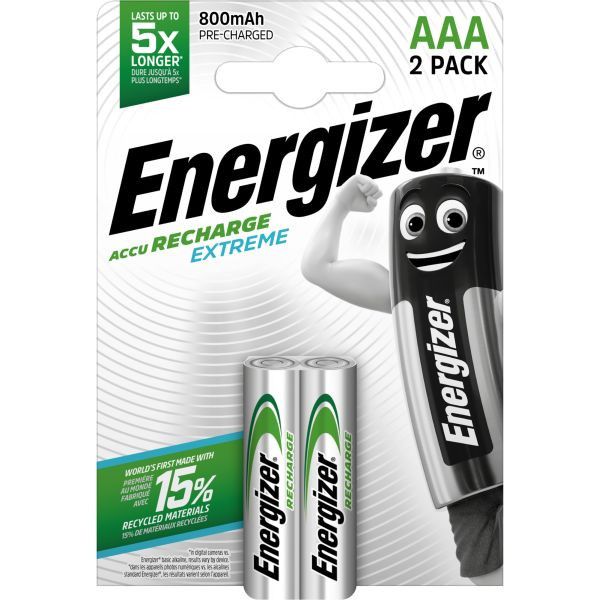 1St. Energizer HR3 800 mAh (2 Stk.) Accu Rechargeable Extreme Micro 1,2Volt