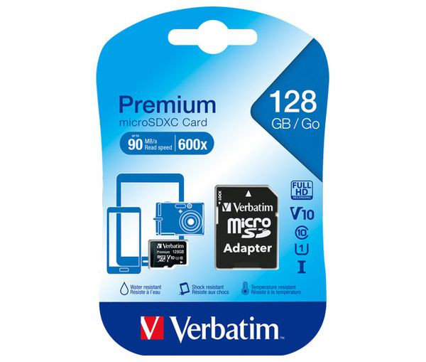 1St. VERBATIM MICROSDXC CARD 128GB microSDXC Card 128GB,Premium,Class 10 U1