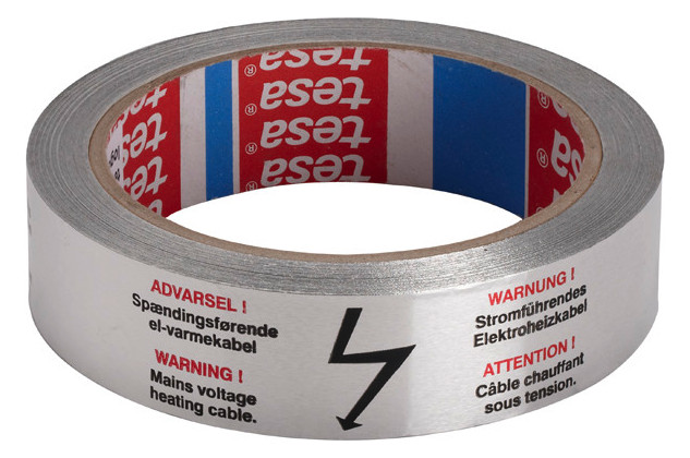 1St. Devi 19805078 Aluklebeband mit Warnaufschrift, B=25 mm 25 m Rolle Aluklebeband