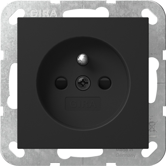 1St. Gira 4485005 Steckdose mit Erdungsstift 16A 250V und Shutter, Schwarz matt