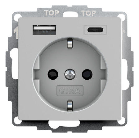 1St. Gira SCHUKO SH USB-Spannungsvers 2459015 2f Typ A/C System 55 Grau m