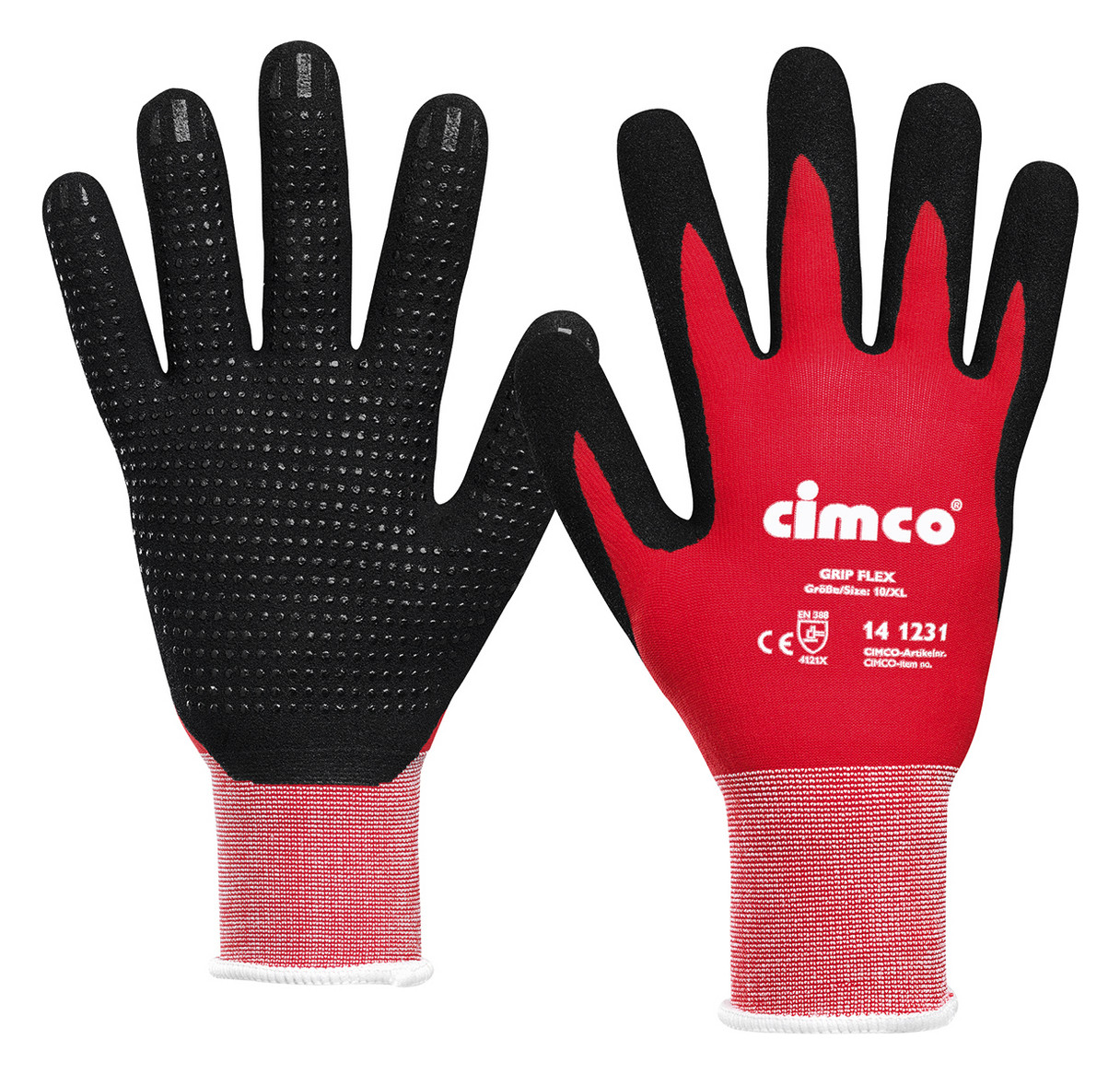 1St. Cimco 141230 Arbeitshandschuh Grip Flex schwarz/rot 1St. Cimco 141230 Arbeitshandschuh Grip Flex schwarz/rot