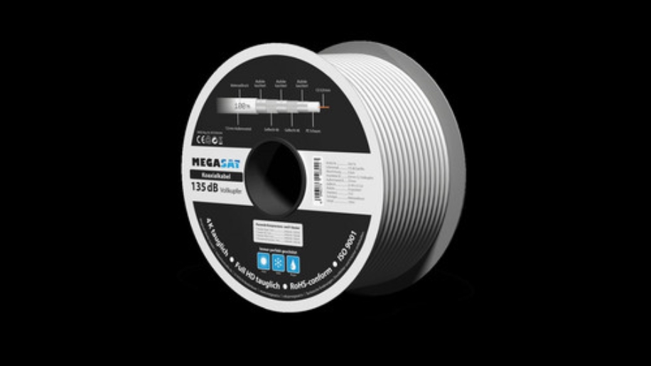 100m Megasat 100176 Koaxialkabel 135dB 0,9/4,0/7