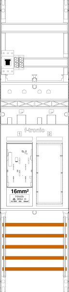 1St. F-Tronic ER6-16-HSP Zählerfeld ER6-16-HSP,H=1050mm, 1-feldrig, 1-eHZ 16mm², 1 HSP, 1 Res. 7141054