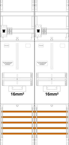 1St. F-Tronic Z21B-16-HSP Zählerfeld Z21B-16-HSP, 2-feldrig, H=1050mm, 2-3.HZ, 16mm², 2 HSP 7141359