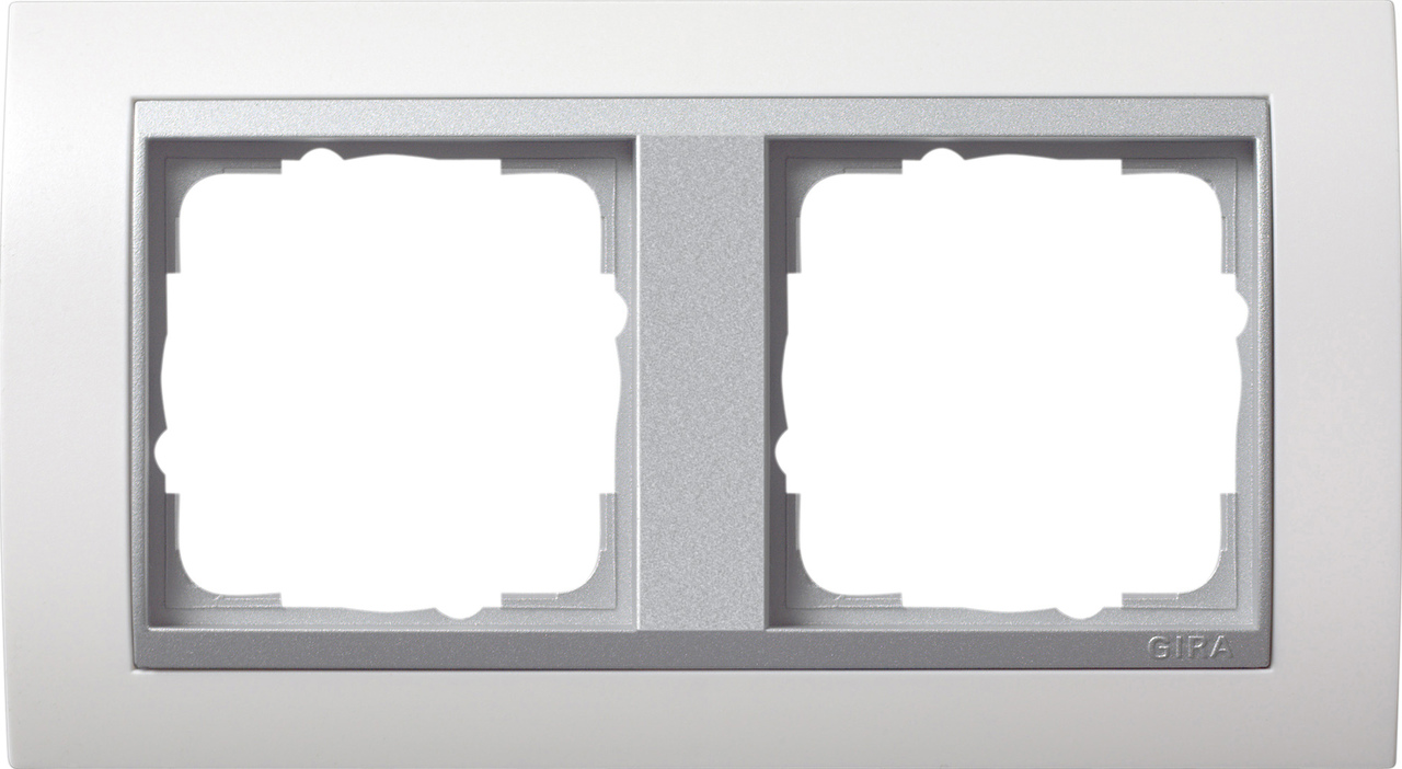 1St. Gira 021271 Rahmen 2fach Zwischenr. Farbe Alu Event Reinweiß matt