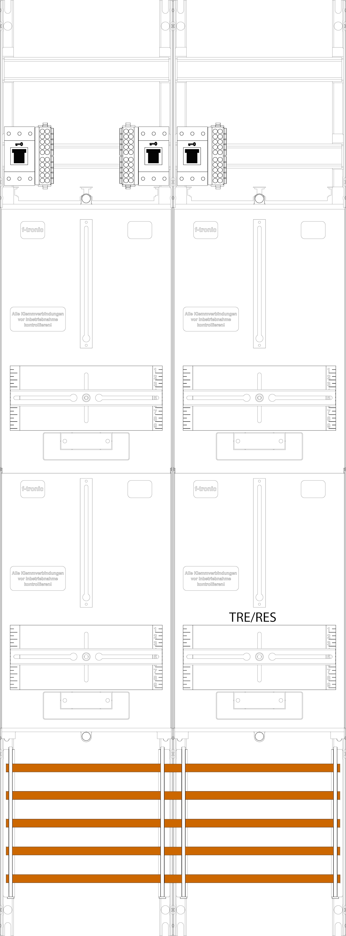 1St. F-Tronic Z16ZR6-HSS Zählerfeld Z16ZR6-HSS,H=1350mm, 2-feldrig, 3-3.HZ,3 HSS, 1 TRE 7143409
