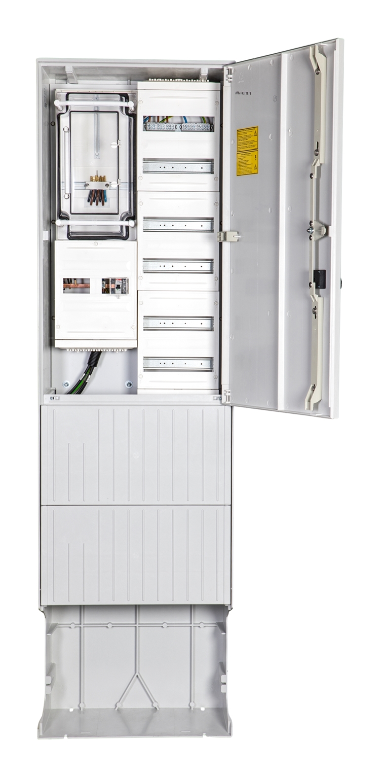 1St. F-Tronic ZSA202-2-ZK-TSG-SK Zähleranschlusssäule 2-feldrig, H=2010mm, 3.HZ, Haube mit Tür, ZSA202-2-ZK-TSG-SK-HT 7160148