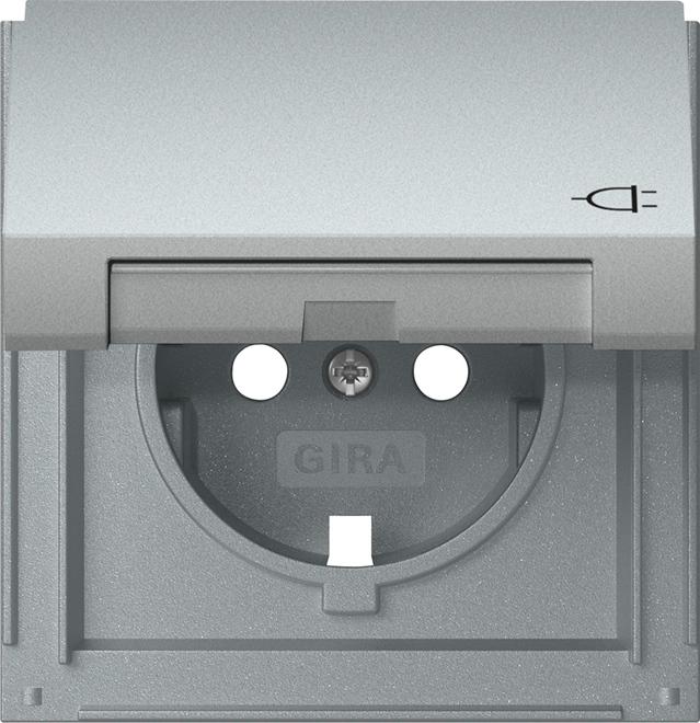 1St. Gira 492265 Abdeckung für SCHUKO-Steckdose 16A 250V mit Klappdeckel TX_44, Aluminium
