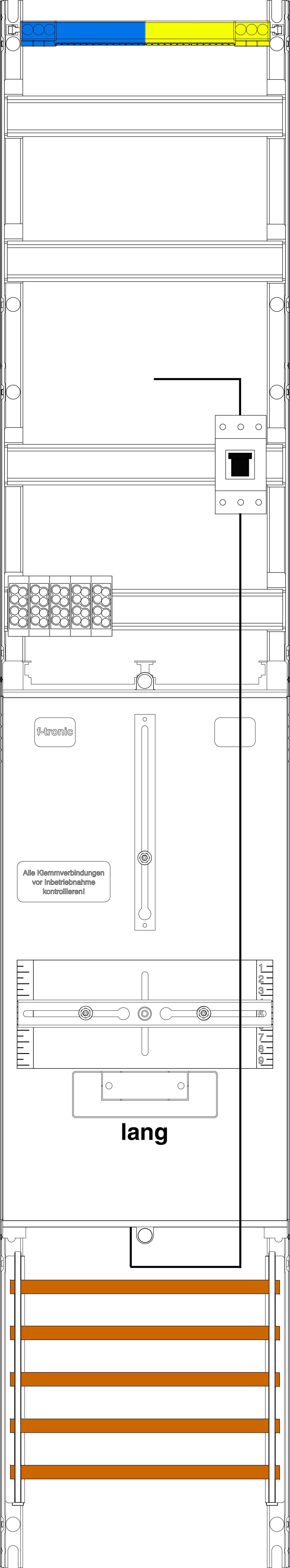 1St. F-Tronic VZ6L-PV Zählerfeld VZ6L-PV, 1-feldrig, H=1350mm, 1-3.HZ, Kaskade, 1 HSP, Vert. 2r 7143331