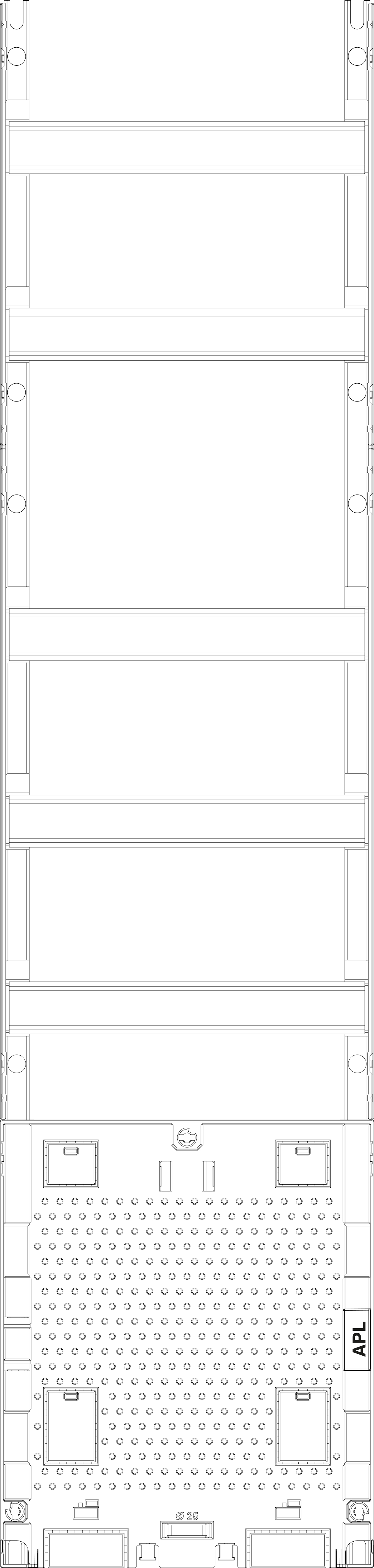 1St. F-Tronic VG7APZ Verteilerfeld VG7APZ, H=1050mm, 1-feldrig, 5-reihig,OA geschl., APZ-Platz inkl. APL-Set 7141622