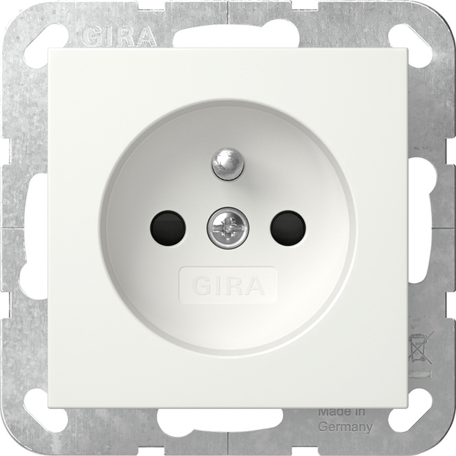 1St. Gira 448527 Steckdose mit Erdungsstift 16A 250V und Shutter, Reinweiß seidenmatt...