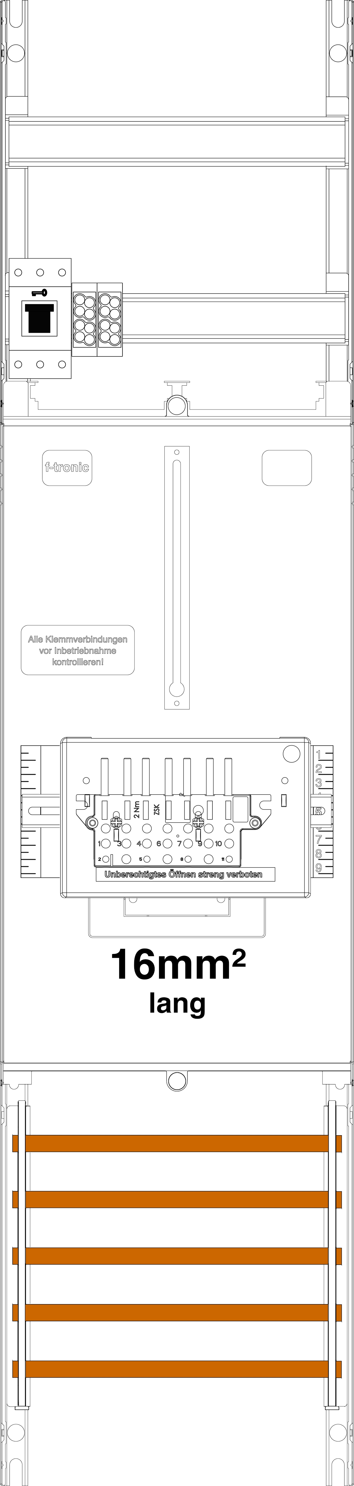 1St. F-Tronic Z1B-16L-ZSK-HSS Zählerfeld Z1B-16L-ZSK-HSS, 1-feldrig, H=1050mm, 1-3.HZ, 16mm² l. Kabel,1 ZSK-Set,1 HSS 7141558