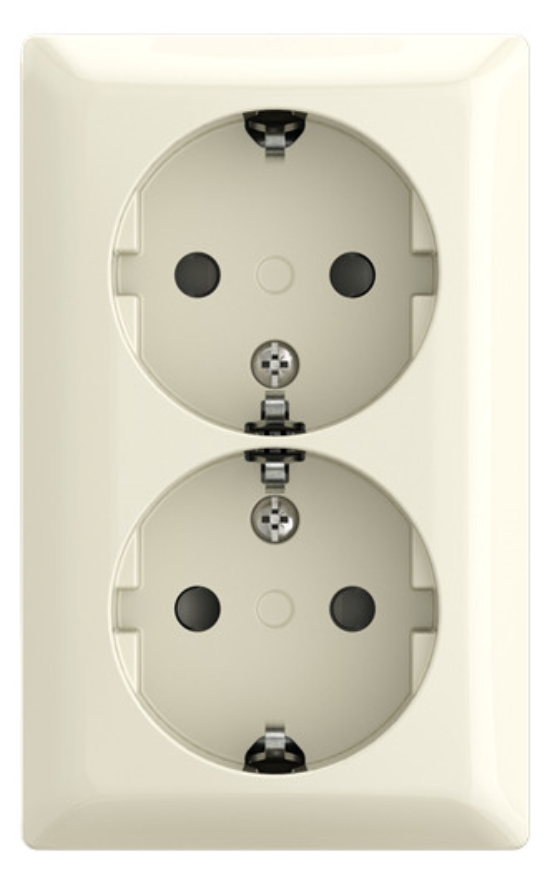 1St. Busch-Jaeger 202 EAPBJ-522 SCHUKO® Doppelsteckdose Safety+ Aufputz Weiss 2TKA00005532