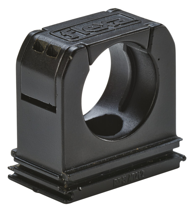 1St. Flexa 5030020229 Halter für Wellschlauch, einteilig mit Deckel, schwarz