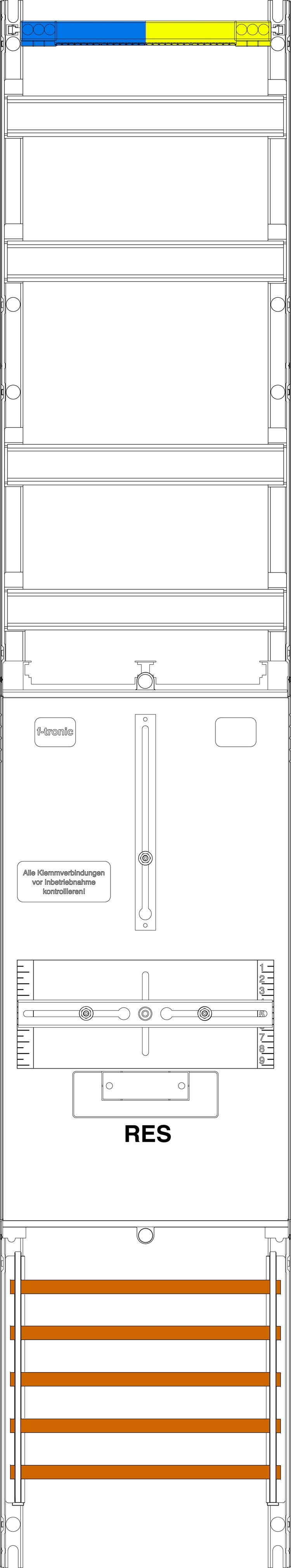 1St. F-Tronic VR6LUX Verteilerfeld,1-feldrig, H=1350mm, 1 Res. 3.HZ,Vert. 4r 7145150