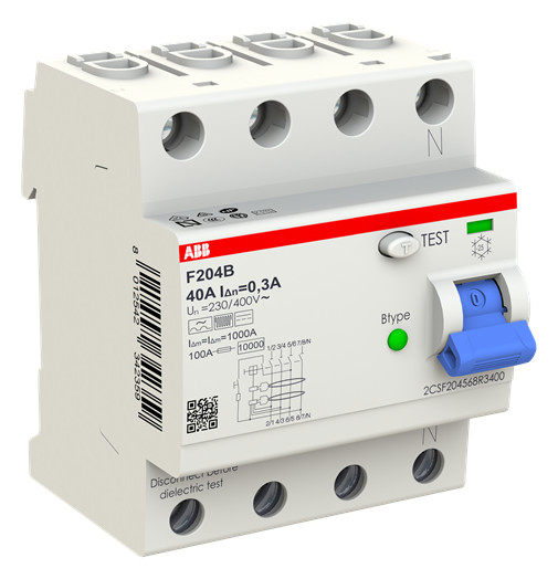 1St. ABB FI-Schutzschalter Typ B F204B-40/0,3 4P 40A 300mA Allstromsensitiv 2CSF204568R3400