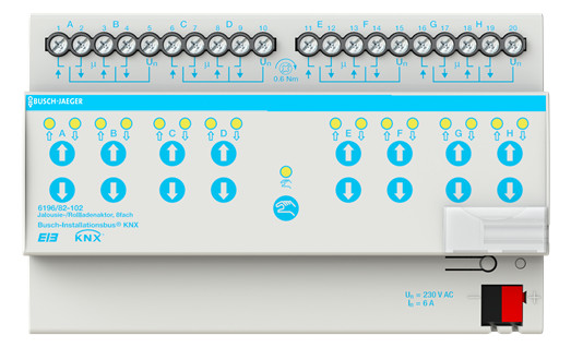 1St. Busch-Jaeger 6196/82-102 Jalousieaktor, 6 A mit Vor-Ort-Bedienung, 8-fach Busch-Installationsbus KNX...