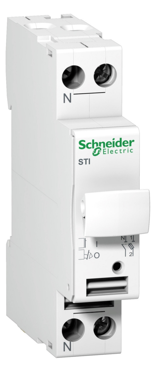1St. Schneider Electric A9N15645 Sicherungsträger STI, 1P+N, bis 10A, für Sicherung 8,5x31,5mm