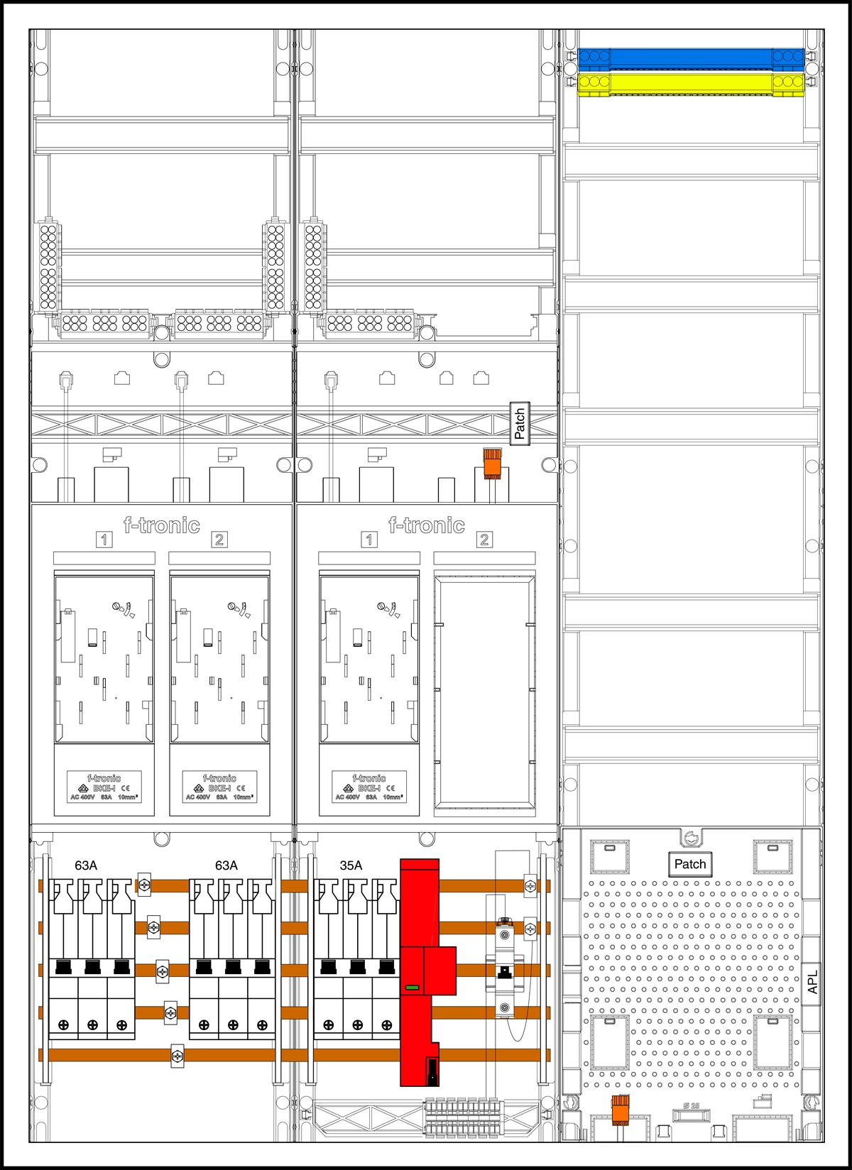 1St. F-Tronic EHZ733APZ6335B10ÜS EHZ733APZ6335B10ÜS, 3 ZP,DS,1R, 1 VAPZ inkl. APL,ÜSS,2 SLS 63A, SLS 35A, SPVGB10,2 PPV,1 PL150 7195872