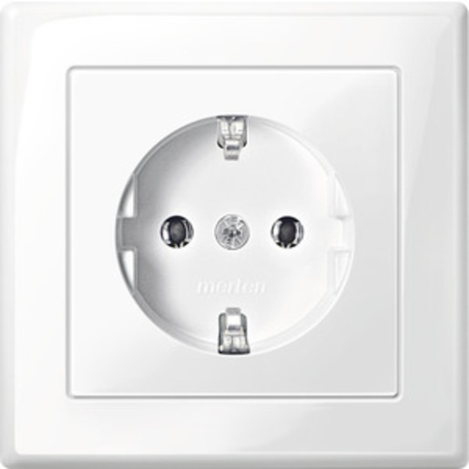 1St. Merten MEG2401-1419 Steckdose mit voller Abdeckplatte, Schraub-Liftklemmen, polarweiß glänzend, M-SMART