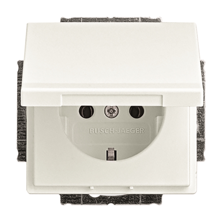 1St. Busch-Jaeger 20 EUK-884 Steckdosen-Einsatz, mit Klappdeckel Steckdosen studioweiß matt