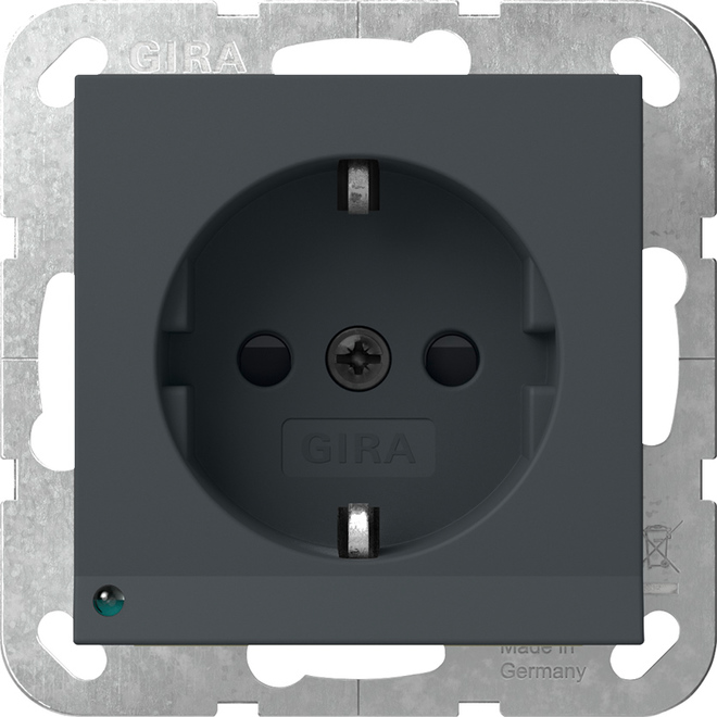 1St. Gira 417028 SCHUKO-Steckdose 16A 250V mit LED-Orientierungsleuchte und Shutter, Anthrazit