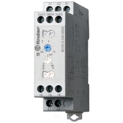 1St. Finder 830202400000 Zeitrelais, 8 Zeitfunktionen, Zeitbereiche bis 10 Tage, 2 Wechsler 12 A, für 24 bis 240 V AC/DC