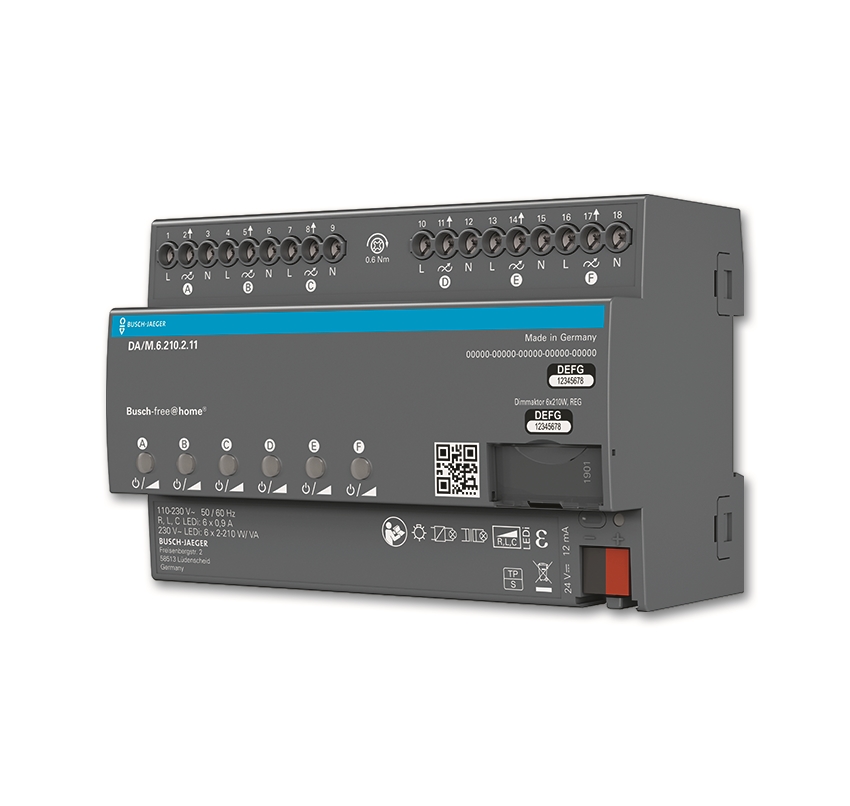 1St. Busch-Jaeger DA/M.6.210.2.11 Dimmaktor 6-fach, für Busch-free@home Busch-free@home...