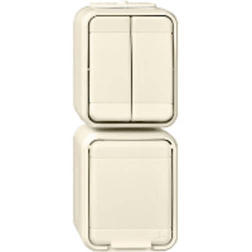 1St. Elso 445809 Steckdose 3fach 16A waagerecht AquaTop Steckklemme licht/basaltgrau