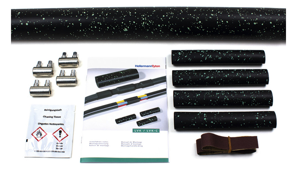 1St. Hellermann Tyton LVK-C-4x16-50-PO-X-B Warmschrumpf-Verbindungsgarnitur